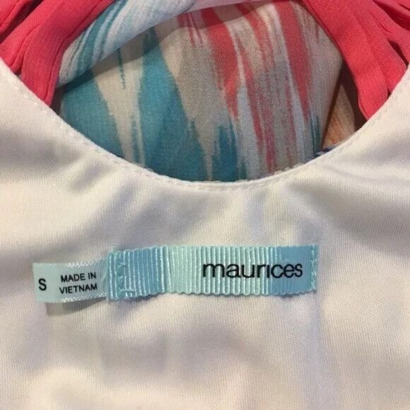 Maurices Maxi Dress Cross Back Blue & Pink Zig Zag Stripes w/ Belt Small - Picture 4 of 6